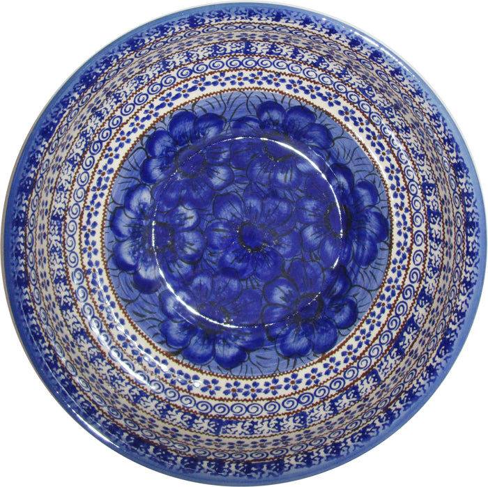 Boleslawiec Polish Pottery Unikat Large Mixing or Serving Bowl "Blue Garden"