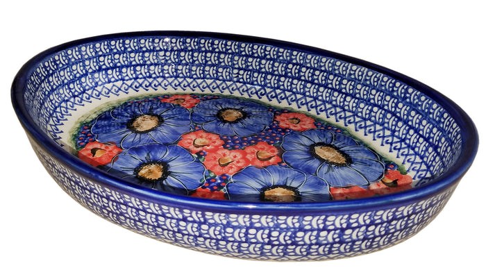 Boleslawiec Polish Pottery UNIKAT Large Oval Baker "Isabelle"