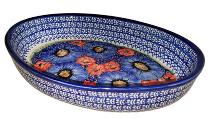 Boleslawiec Polish Pottery UNIKAT Large Oval Baker "Isabelle"