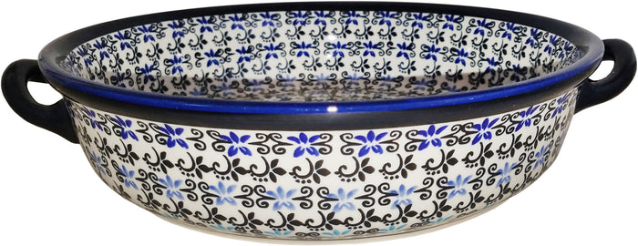 Boleslawiec Polish Pottery UNIKAT Large Round Baker with Handles "Martina"