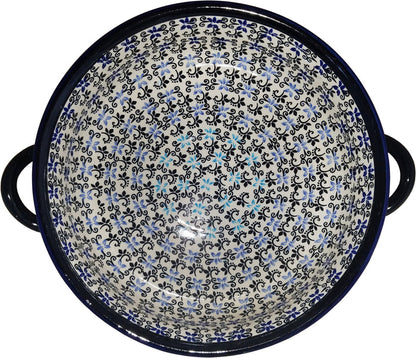 Boleslawiec Polish Pottery UNIKAT Large Round Baker with Handles "Martina"