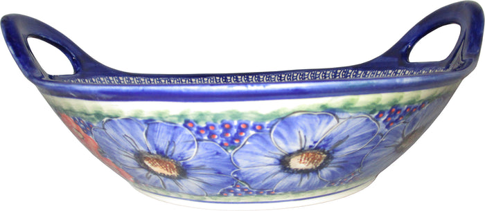Boleslawiec Polish Pottery UNIKAT Large Serving Bowl with Handles "Isabelle"