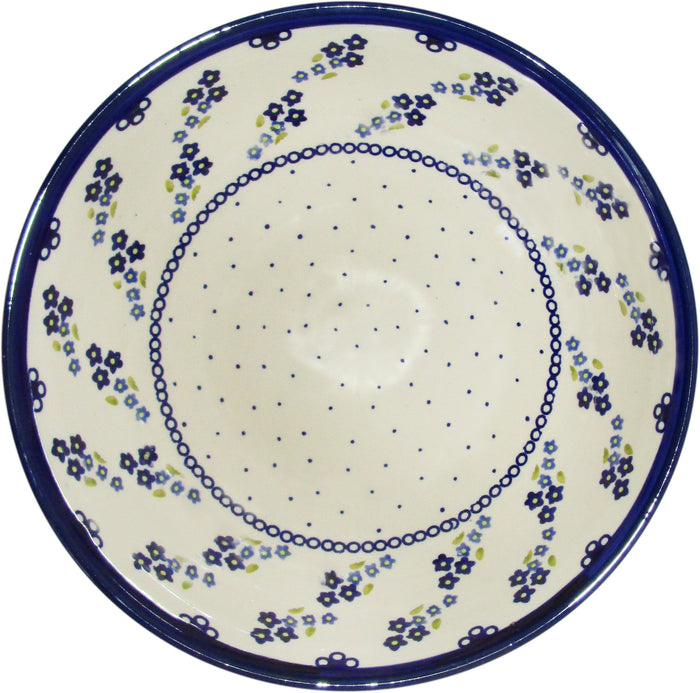 Boleslawiec Polish Pottery UNIKAT Large Serving or Mixing Bowl "Forget Me Not"