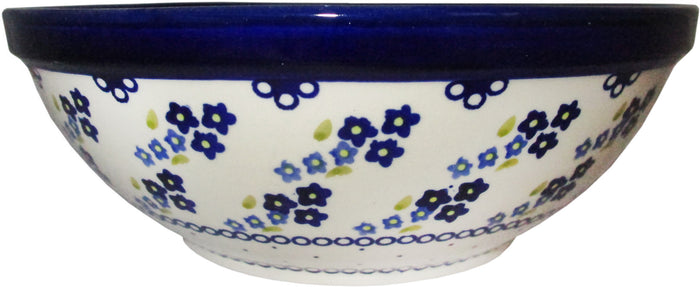 Boleslawiec Polish Pottery UNIKAT Large Serving or Mixing Bowl "Forget Me Not"