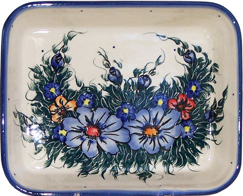 Boleslawiec Polish Pottery UNIKAT Medium Rectangular Baker Lasagna Dish "Wild Field"