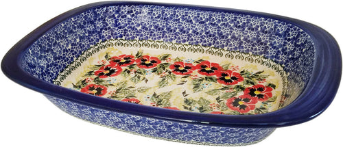 Boleslawiec Polish Pottery UNIKAT Medium Rectangular Baker "Summer Day"