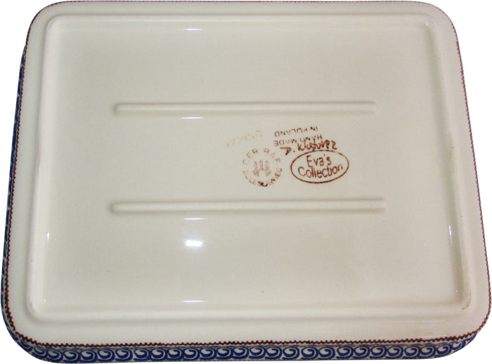 Boleslawiec Polish Pottery UNIKAT Medium Rectangular Lasagna Baker "Blue Garden"