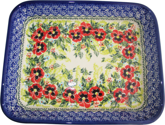 Boleslawiec Polish Pottery UNIKAT Medium Rectangular Lasagna Baker "Summer Day"