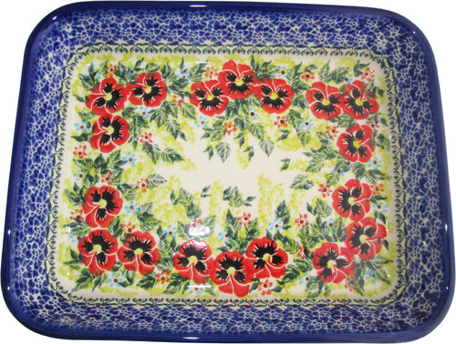 Boleslawiec Polish Pottery UNIKAT Medium Rectangular Lasagna Baker "Summer Day"