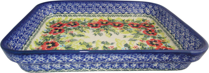 Boleslawiec Polish Pottery UNIKAT Medium Rectangular Lasagna Baker "Summer Day"
