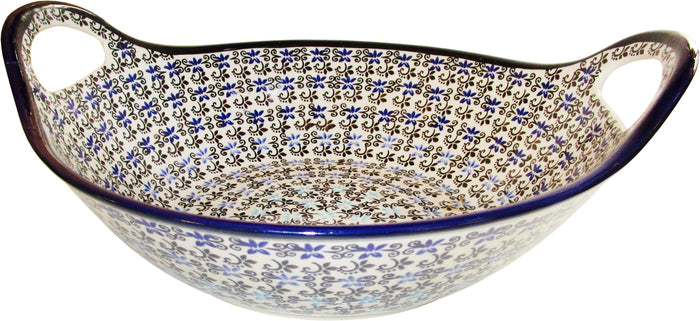 Boleslawiec Polish Pottery UNIKAT Medium Serving Bowl with Handles "Martina"