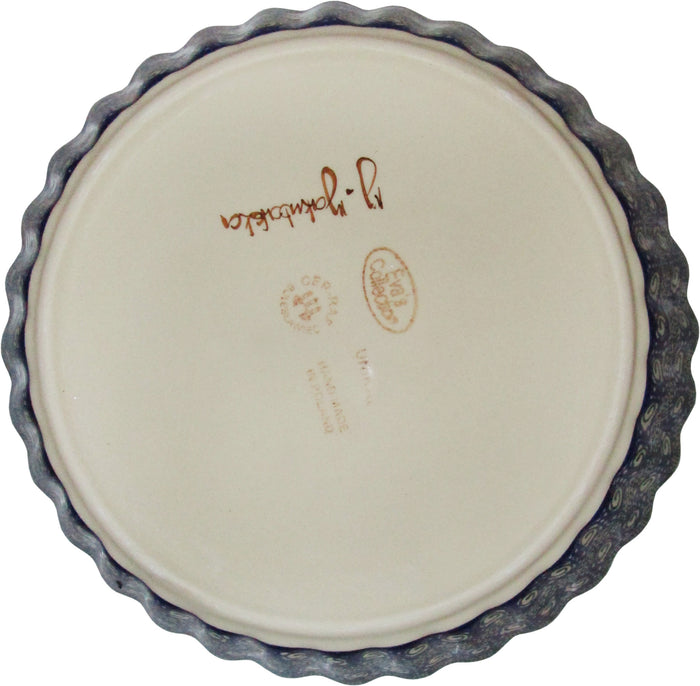Boleslawiec Polish Pottery UNIKAT Pie or Quiche Baker "Green Garden"