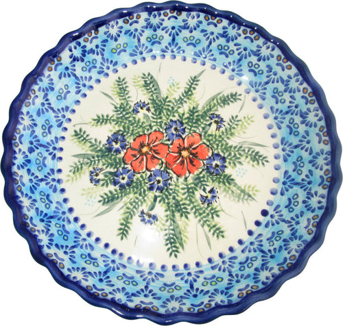Boleslawiec Polish Pottery UNIKAT Pie Plate or Quiche Baker "Veronica"