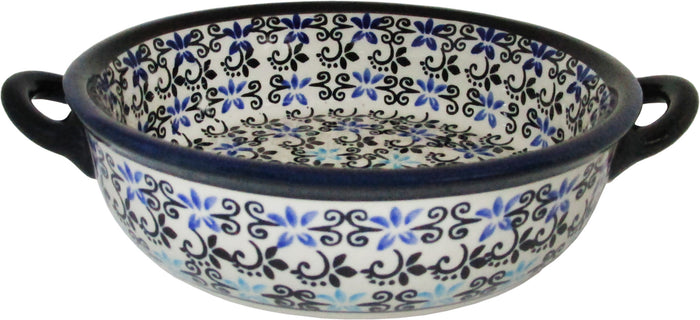 Boleslawiec Polish Pottery UNIKAT Round Baker with Handles "Martina"