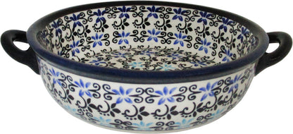 Boleslawiec Polish Pottery UNIKAT Round Baker with Handles "Martina"