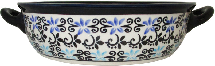 Boleslawiec Polish Pottery UNIKAT Round Baker with Handles "Martina"