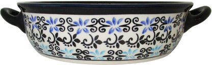 Boleslawiec Polish Pottery UNIKAT Round Baker with Handles "Martina"
