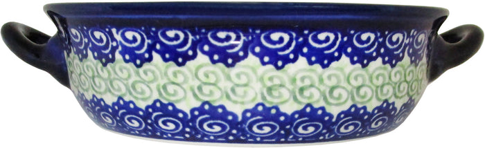 Boleslawiec Polish Pottery UNIKAT Round Casserole Baker with Handles "Alex"