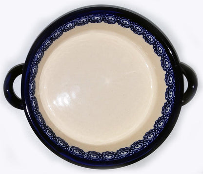 Boleslawiec Polish Pottery UNIKAT Round Casserole Baker with Handles "Alex"
