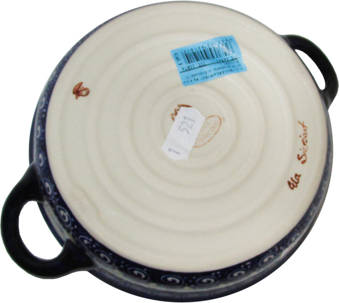 Boleslawiec Polish Pottery UNIKAT Round Casserole Baker with Handles "Alex"