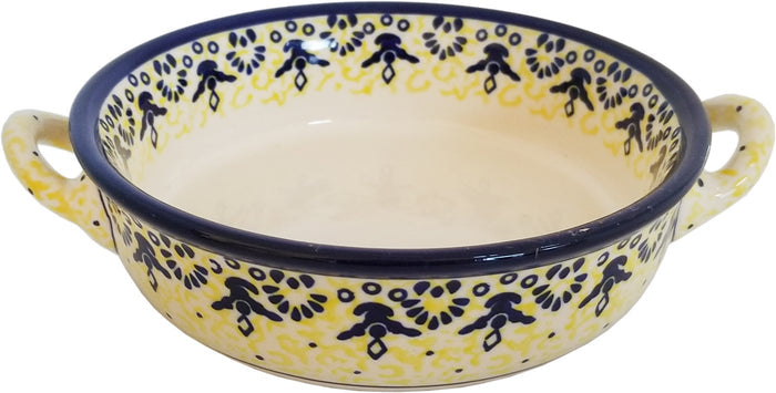 Boleslawiec Polish Pottery UNIKAT Round Casserole Baker with Handles