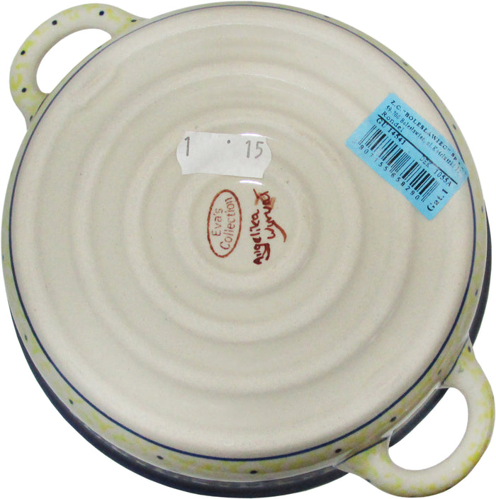 Boleslawiec Polish Pottery UNIKAT Round Casserole Baker with Handles