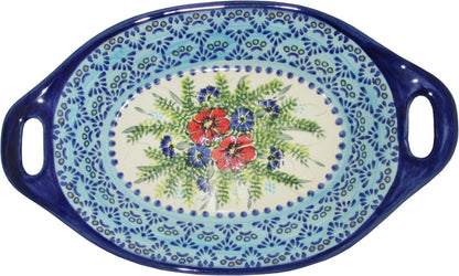 Boleslawiec Polish Pottery UNIKAT Serving or Baking Dish with Handles "Veronica"