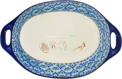 Boleslawiec Polish Pottery UNIKAT Serving or Baking Dish with Handles "Veronica"