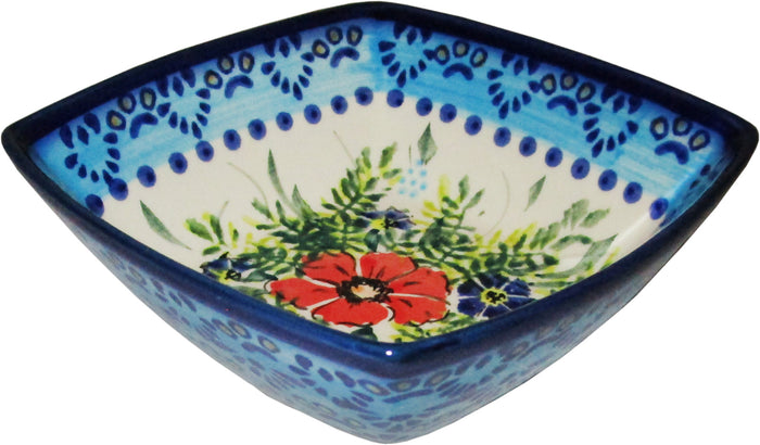 Boleslawiec Polish Pottery Unikat Serving or Ice Cream Square Bowl "Veronica"
