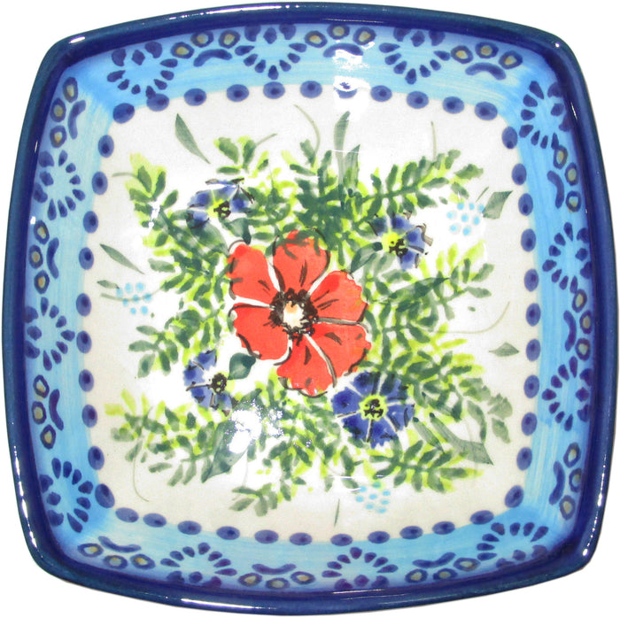Boleslawiec Polish Pottery Unikat Serving or Ice Cream Square Bowl "Veronica"