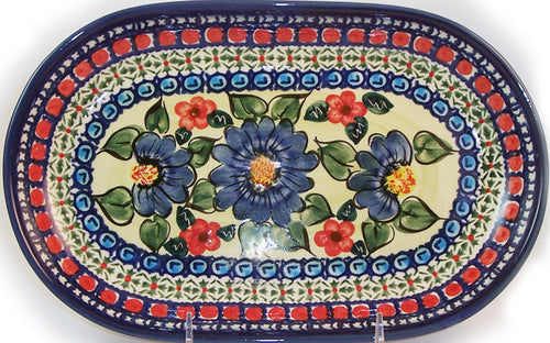 Boleslawiec Polish Pottery UNIKAT Serving Platter 9.25" long "Patricia"