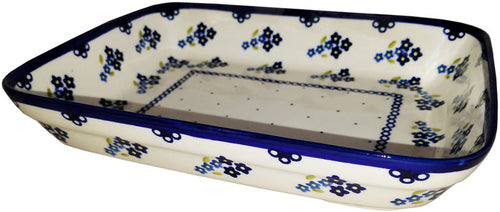 Boleslawiec Polish Pottery UNIKAT Small Lasagna Rectangular Baker "Forget Me Not"