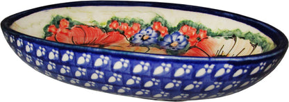 Boleslawiec Polish Pottery UNIKAT Small Oval Baker "Flower Field"