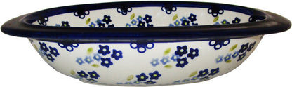 Boleslawiec Polish Pottery UNIKAT Small Oval Baking or Serving Dish "Forget Me Not"