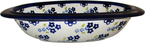 Boleslawiec Polish Pottery UNIKAT Small Oval Baking or Serving Dish "Forget Me Not"