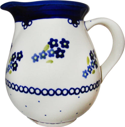 Boleslawiec Polish Pottery UNIKAT Small Pitcher Water Jug "Forget Me Not"