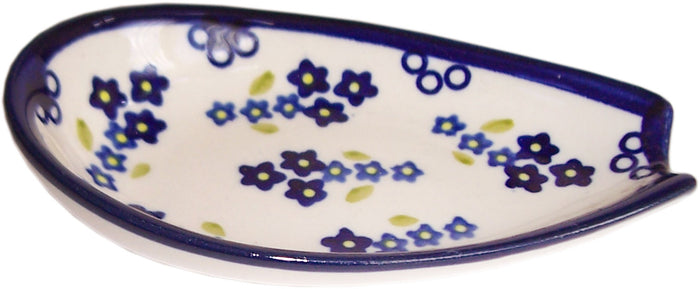 Boleslawiec Polish Pottery UNIKAT Spoon Rest "Forget Me Not"