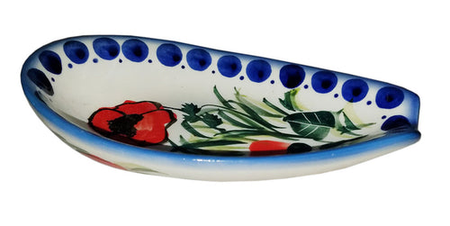 Boleslawiec Polish Pottery UNIKAT Spoon Rest "Poppy Field"