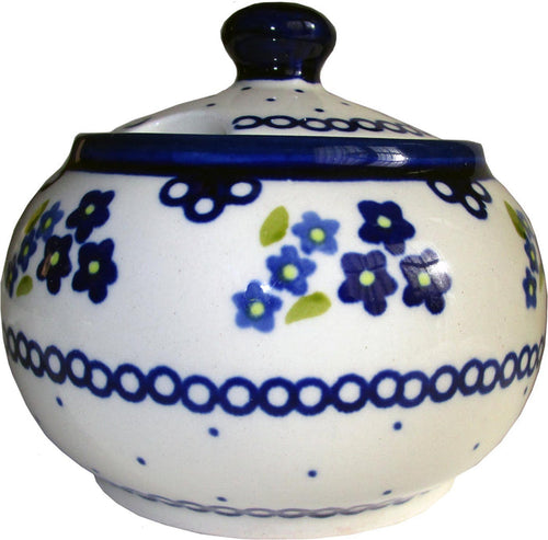 Boleslawiec Polish Pottery UNIKAT Sugar Bowl "Forget Me Not"