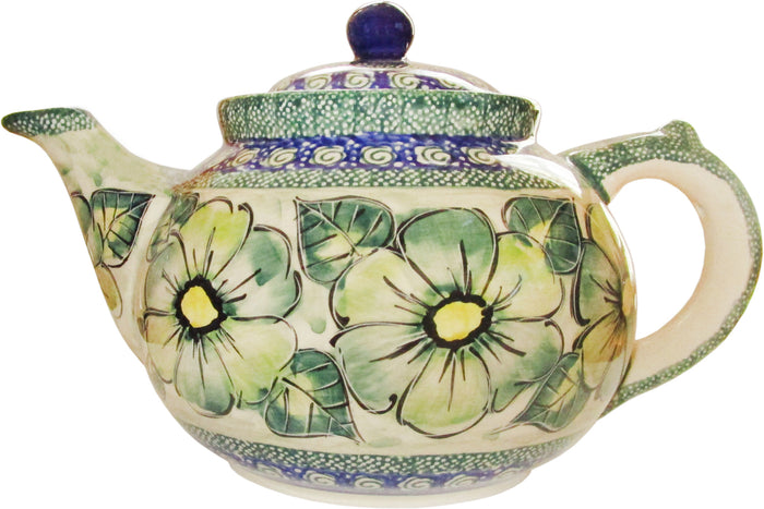 Boleslawiec Polish Pottery UNIKAT Teapot Coffee Pot "Green Garden"