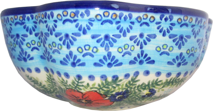 Boleslawiec Stoneware Polish Pottery UNIKAT XLarge Scalloped Bowl "Veronica"
