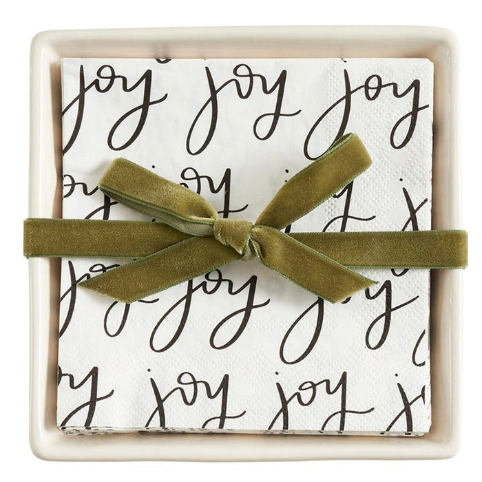 Ceramic Napkin Tray + Napkins, Joy
