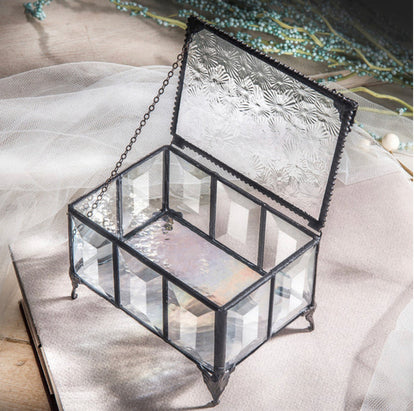 Clear Crystal Glass Artisan Jewelry Box