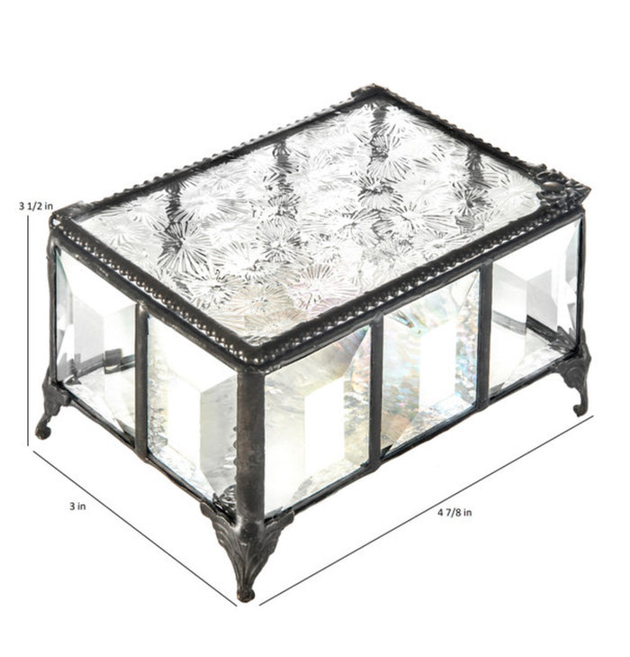 Clear Crystal Glass Artisan Jewelry Box