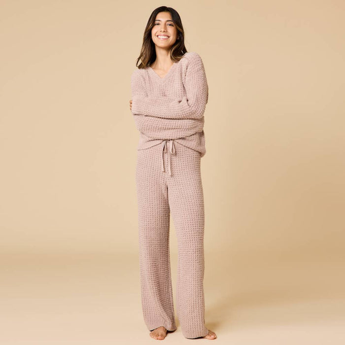 Cozy Marshmallow Waffle V-Neck Lounge Set