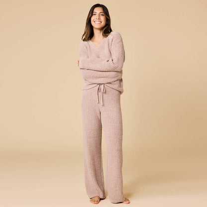 Cozy Marshmallow Waffle V-Neck Lounge Set