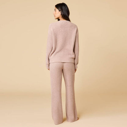 Cozy Marshmallow Waffle V-Neck Lounge Set