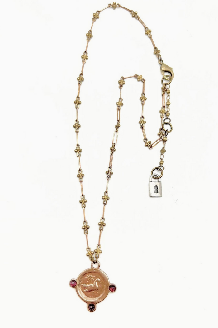 Dove Pendant with Gemstone Necklace, 18.5"