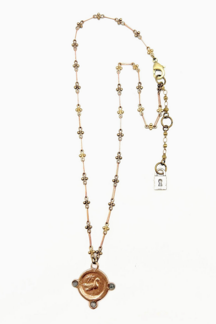 Dove Pendant with Gemstone Necklace, 18.5"