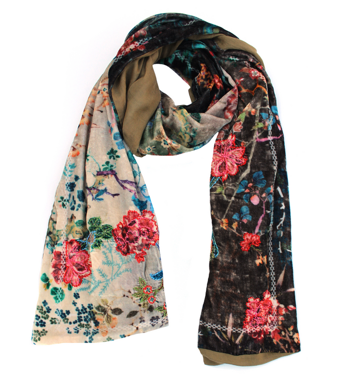 Enchanted Garden Velvet Scarf (4 Colors)